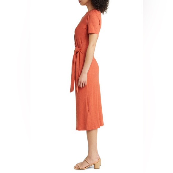 Boden Women's Red Knot Front Jersey Midi Dress Petite Size 6P - Picture 2 of 12